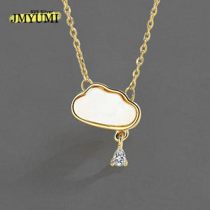 925 Silver Crystal Zircon Flower Clover Pendant Necklace