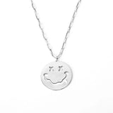 925 Silver Double Lines Smile Face Pendant Necklace