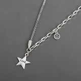 925 Sterling Silver Retro Star Pendant Necklace