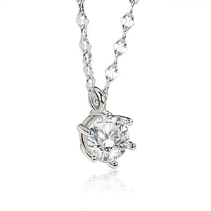 925 Silver High Round Diamond Pendant Necklace 18 inches