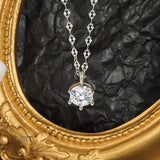 925 Silver High Round Diamond Pendant Necklace 18 inches