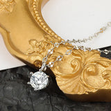 925 Silver High Round Diamond Pendant Necklace 18 inches