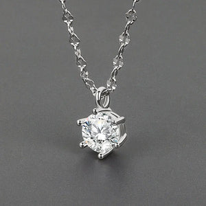 925 Silver High Round Diamond Pendant Necklace 18 inches
