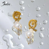 High End PVD Freshwater Pearl Snail Shaped Hoop Earring