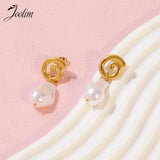 High End PVD Freshwater Pearl Snail Shaped Hoop Earring