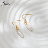 High End PVD Tarnish Pearl Dangle Hoop Earring