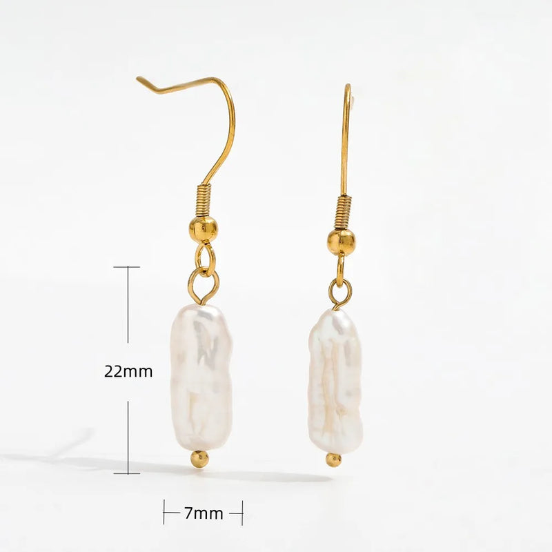 High End PVD Tarnish Pearl Dangle Hoop Earring