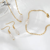 High End PVD Tarnish Pearl Dangle Hoop Earring