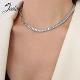 Stainless Steel Crystal Pave Necklace