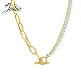 Stainless Steel Crystal Pave Necklace