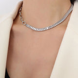 Stainless Steel Crystal Pave Necklace