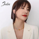 Stainless Steel Crystal Pave Necklace