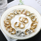 Stainless Steel Geometric Round Hoop Earrings Silver Mixed