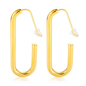 U Shape Geometric Stud Earrings Stainless Steel 18K Plated Women's Jewelry