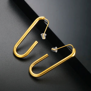U Shape Geometric Stud Earrings Stainless Steel 18K Plated Women's Jewelry
