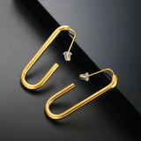 U Shape Geometric Stud Earrings Stainless Steel 18K Plated Women's Jewelry