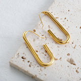 U Shape Geometric Stud Earrings Stainless Steel 18K Plated Women's Jewelry