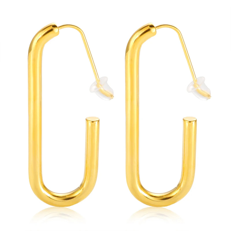 U Shape Geometric Stud Earrings Stainless Steel 18K Plated Women's Jewelry