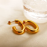 Chunky Stainless Steel Oval Stud Earrings