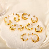 Chunky Stainless Steel Oval Stud Earrings
