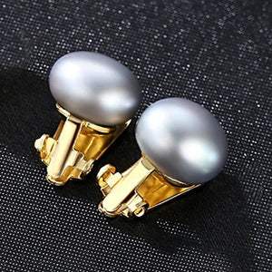 4 Colors Freshwater Pearl Clip Earrings Sterling Silver Ear Clip No Piercing