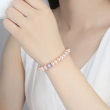 8mm-9mm Freshwater Mixed Pearl Bracelets with 925 Sterling Silver Clasp