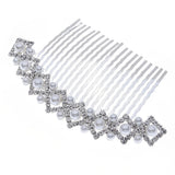 Silver Bridal Hair Combs with Pearl Rhinestone