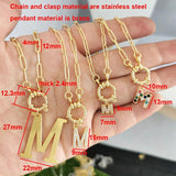 Initial Letter Necklace A-Z Women Men 45cm Stainless Steel Chain DIY