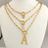 Initial Letter Necklace A-Z Women Men 45cm Stainless Steel Chain DIY