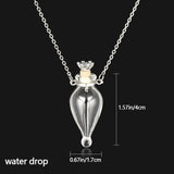 Water Drop Heart Steel Chain Essential Oil Pendant Necklace