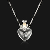 Water Drop Heart Steel Chain Essential Oil Pendant Necklace