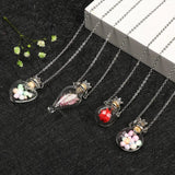 Water Drop Heart Steel Chain Essential Oil Pendant Necklace