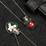 Water Drop Heart Steel Chain Essential Oil Pendant Necklace