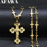 Christian Cross Stainless Steel Necklace Small Chain N6013S02