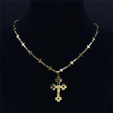 Christian Cross Stainless Steel Necklace Small Chain N6013S02