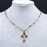 Christian Cross Stainless Steel Necklace Small Chain N6013S02