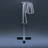 Inverted Cross Choker Necklace Men Stainless Steel Upside Down Cross