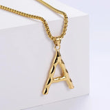 Bamboo Letter Necklace Pendant A-Z Initials Name Jewelry