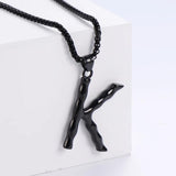 Bamboo Letter Necklace Pendant A-Z Initials Name Jewelry