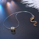 Zircon Round Pendant Necklace Women Jewelry Hollow Collar Chain