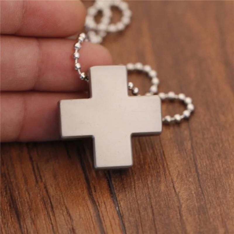 Stainless Steel Jesus Crystal Cross Pendant Necklace