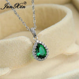 Multicolor Crystal Water Drop Stone Pendant Green Red Zircon Necklaces For Women