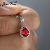 Multicolor Crystal Water Drop Stone Pendant Green Red Zircon Necklaces For Women