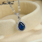 Multicolor Crystal Water Drop Stone Pendant Green Red Zircon Necklaces For Women