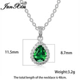 Multicolor Crystal Water Drop Stone Pendant Green Red Zircon Necklaces For Women