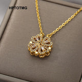 Vintage Lucky Clover Necklace Heart Pendant Choker Chain Stainless Steel Jewelry