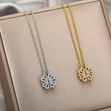 Vintage Lucky Clover Necklace Heart Pendant Choker Chain Stainless Steel Jewelry