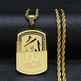 Muslim Islamic Quran Allah Stainless Steel Statement Necklace for Men