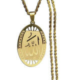 Muslim Islamic Quran Allah Stainless Steel Statement Necklace for Men