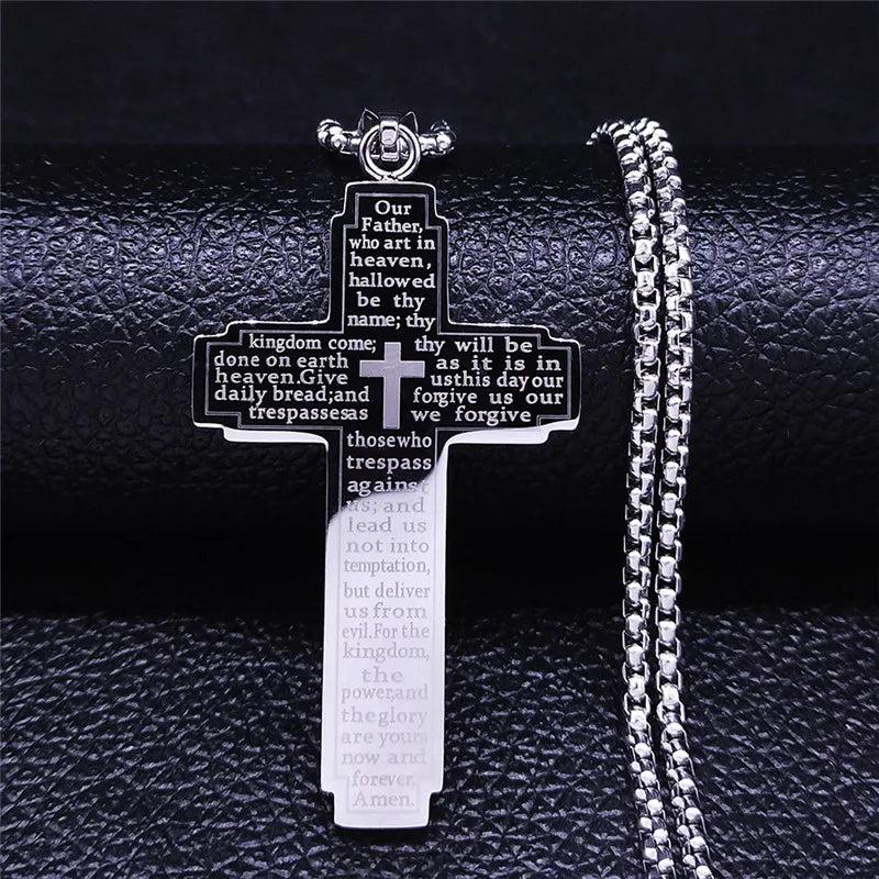 Christian Bible Cross Pendant Necklace Men's Jewelry N6019S02